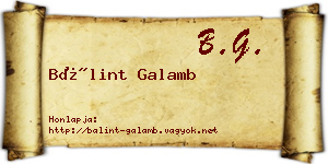 Bálint Galamb névjegykártya